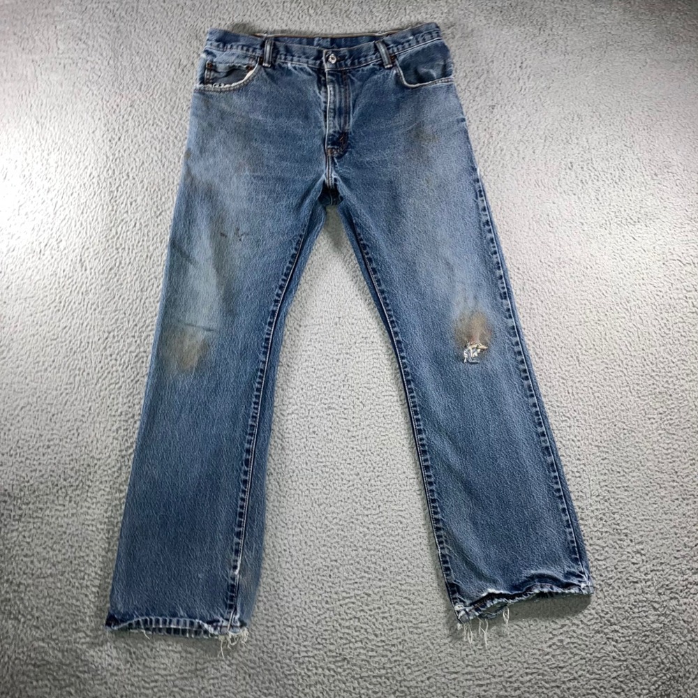 Vtg Levi's 517 Bootcut Jeans Mens 36x32 Blue Distressed Thrashed Punk Grunge Y2K